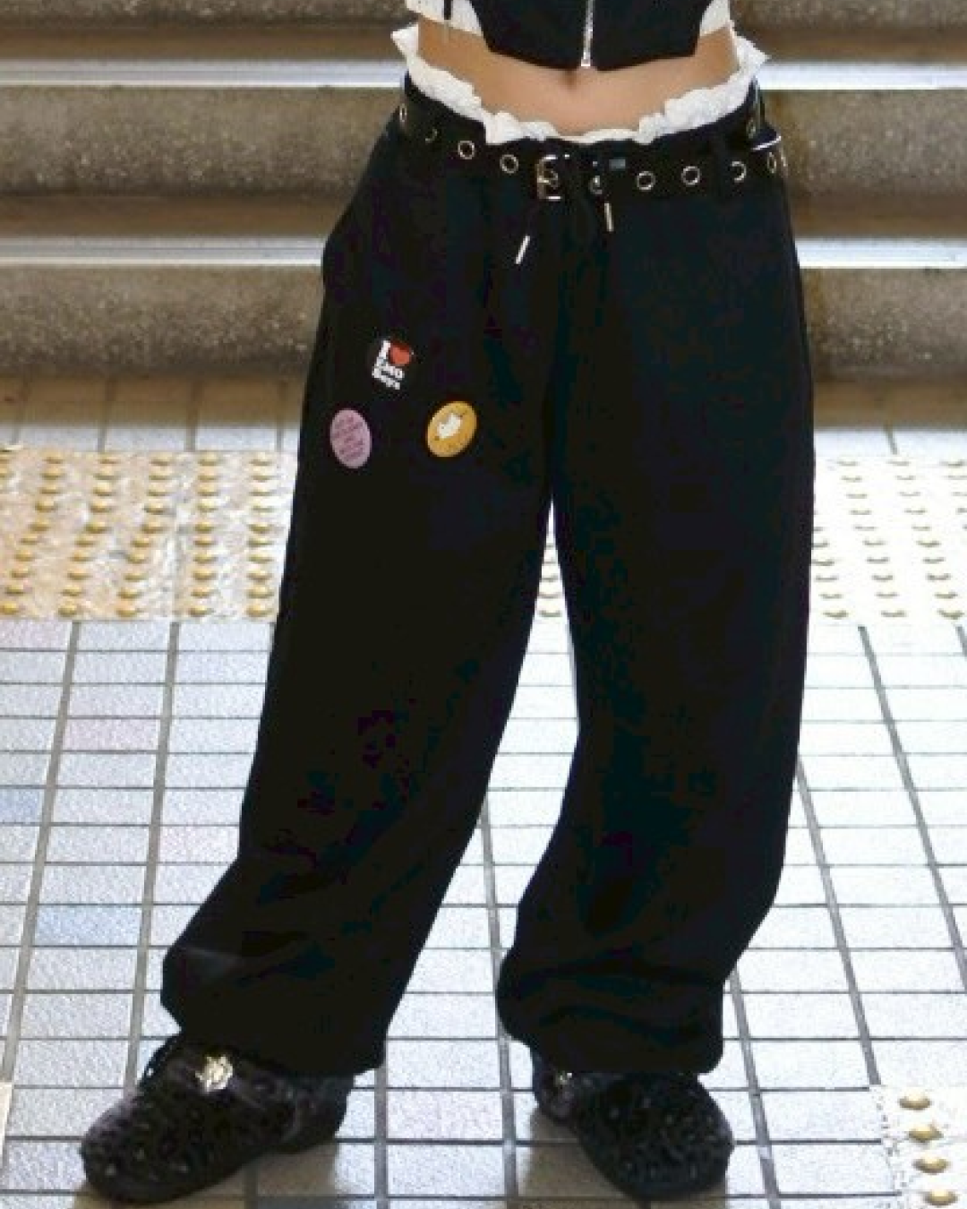 【11/25 19:00販売開始 オリジナル 即納】バッジデザインレイヤードスウェットパンツ KR6001