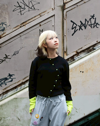 【11/25 19:00販売開始 オリジナル 即納】ウェーブツートンカーディガン KR6003