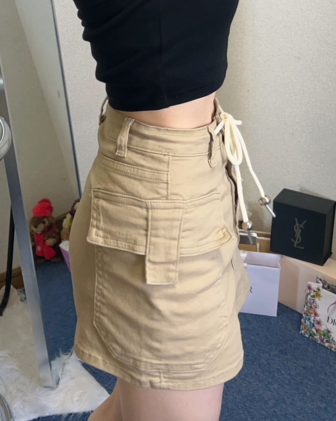 String Cargo Mini Skirt L0007