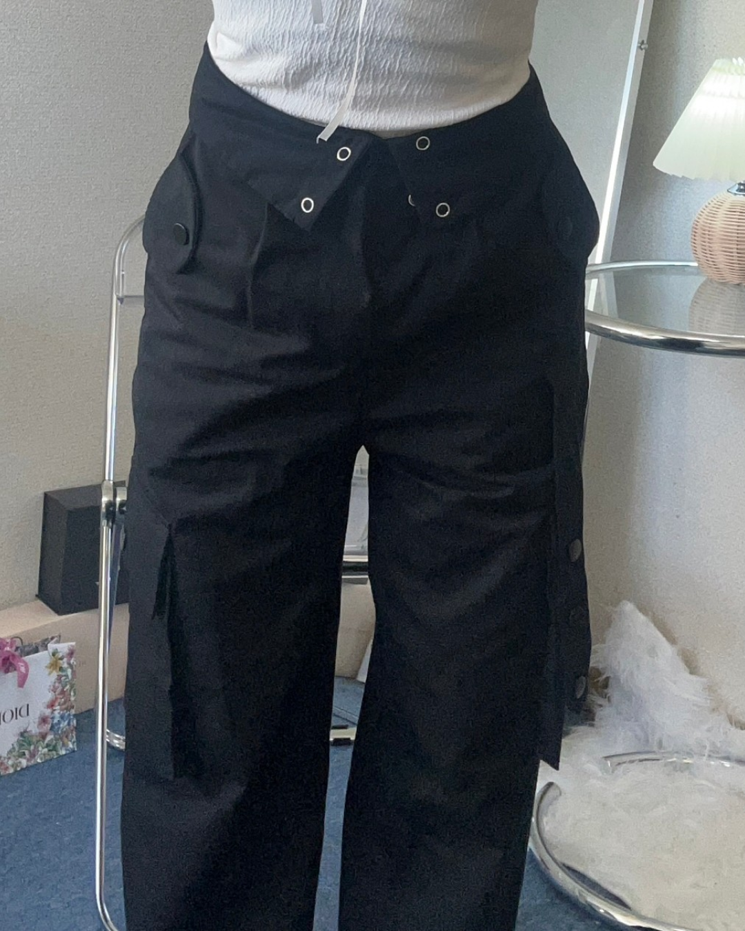 Waist design casual pants L0044