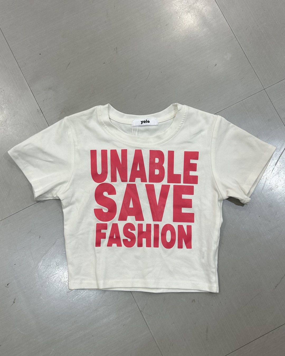 レタープリントストレートショルダー半袖TシャツLL0035