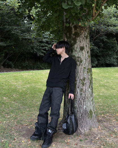 ルーズフィットハーフジップロングTシャツ LP0019