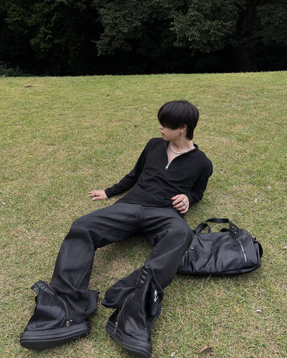 ルーズフィットハーフジップロングTシャツ LP0019