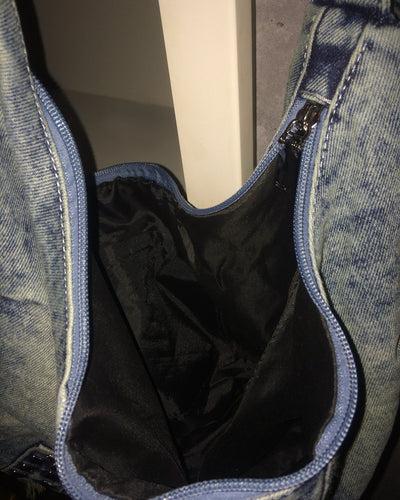 デニム柄スタッズショルダーバッグ LV0010