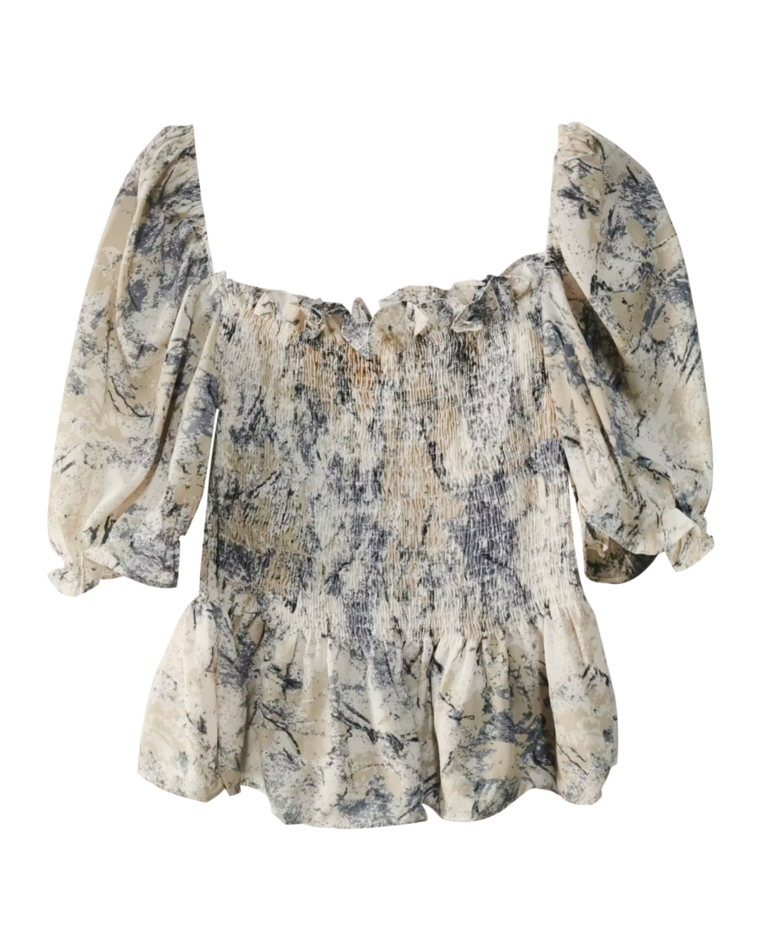 Floral French square neck blouse M0010