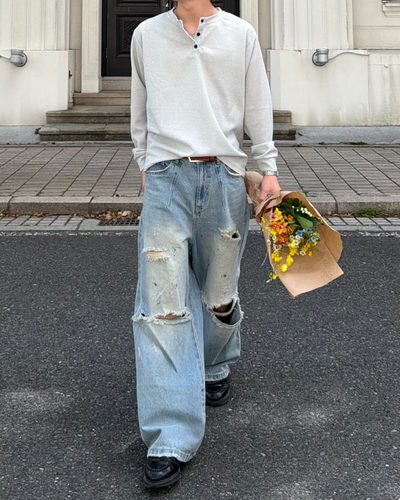 ワッフルヘンリーTシャツ MK0004