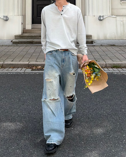 ワッフルヘンリーTシャツ MK0004
