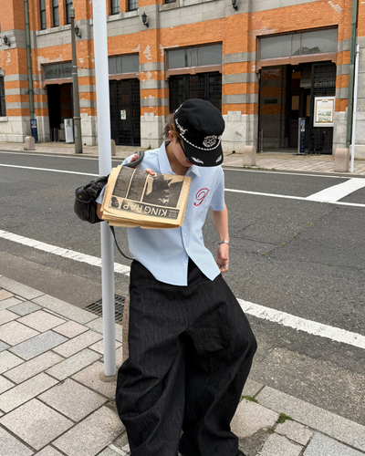 ワンポイントロゴストライプシャツ MK0015