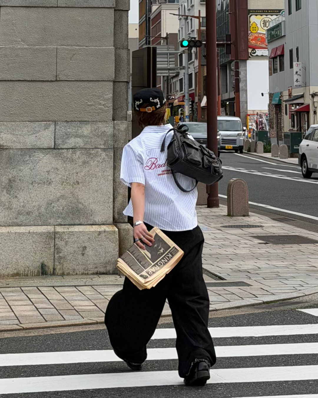 ワンポイントロゴストライプシャツ MK0015