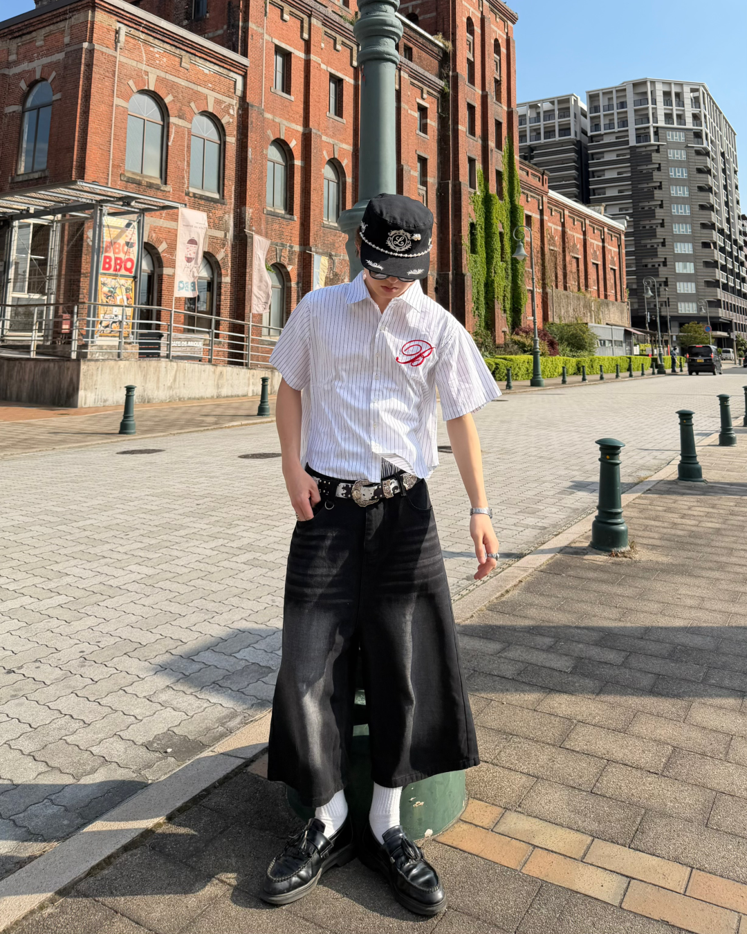 ヴィンテージウォッシュデニムハーフパンツ MK0025