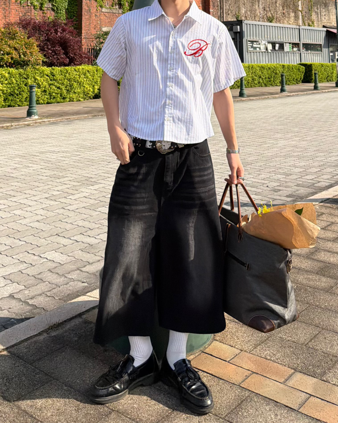 ヴィンテージウォッシュデニムハーフパンツ MK0025