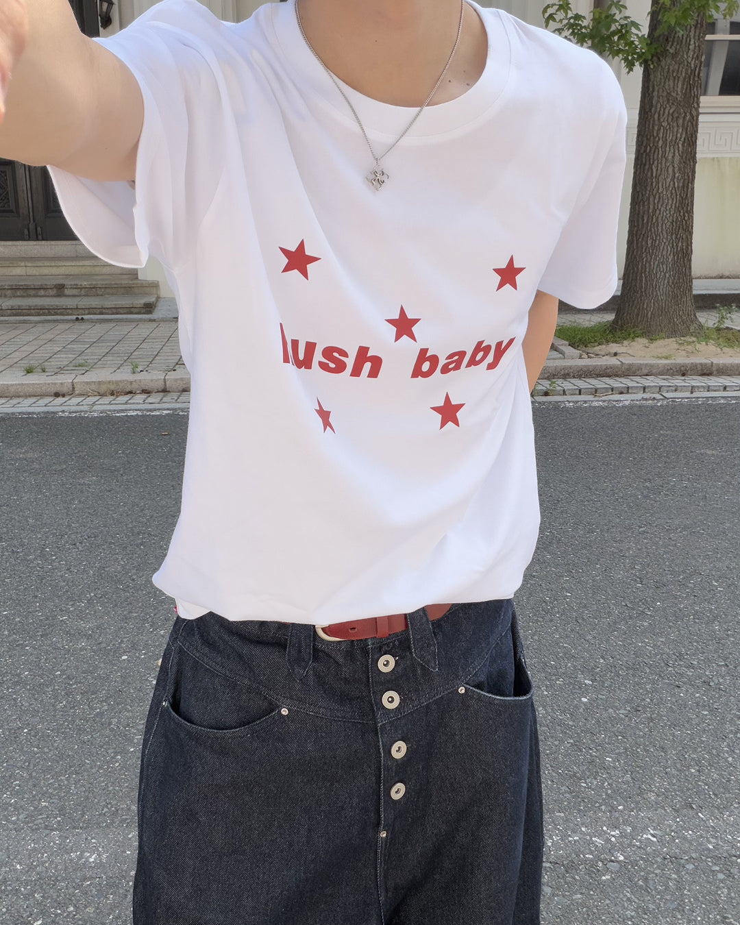 スタープリントデザインTシャツ MK0122