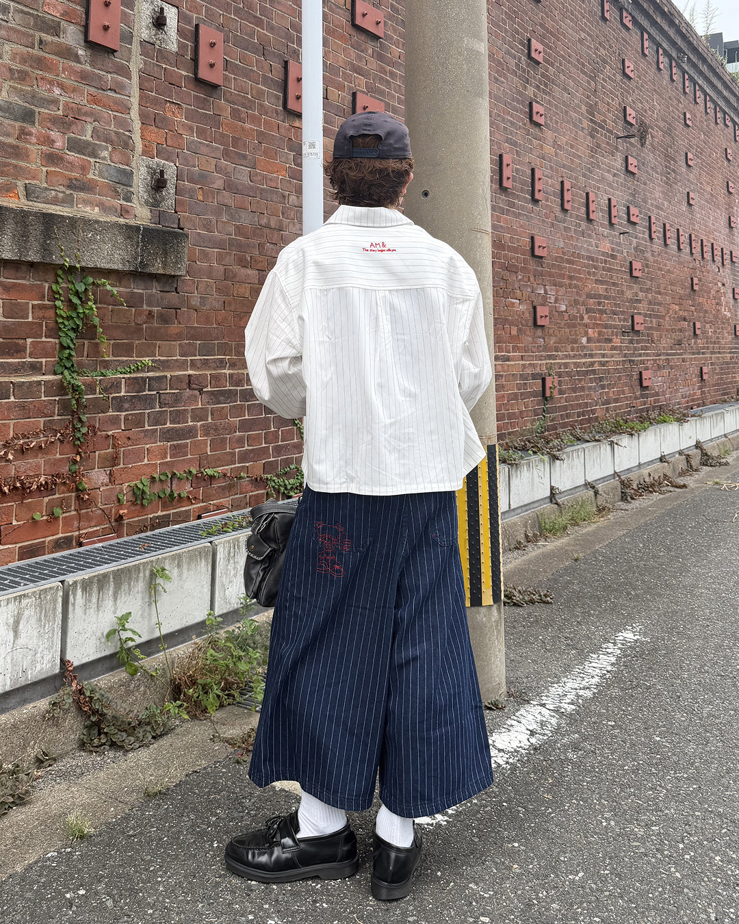 ストライプカラーステッチクロップドパンツ MK0172