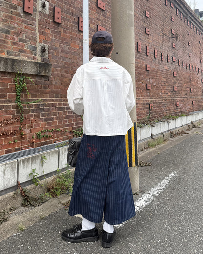 ストライプカラーステッチクロップドパンツ MK0172