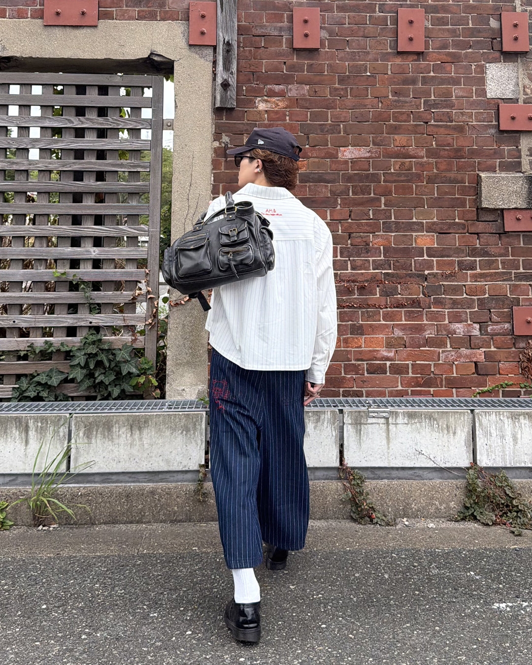 ストライプカラーステッチクロップドパンツ MK0172