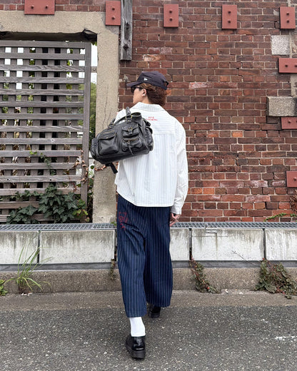 ストライプカラーステッチクロップドパンツ MK0172