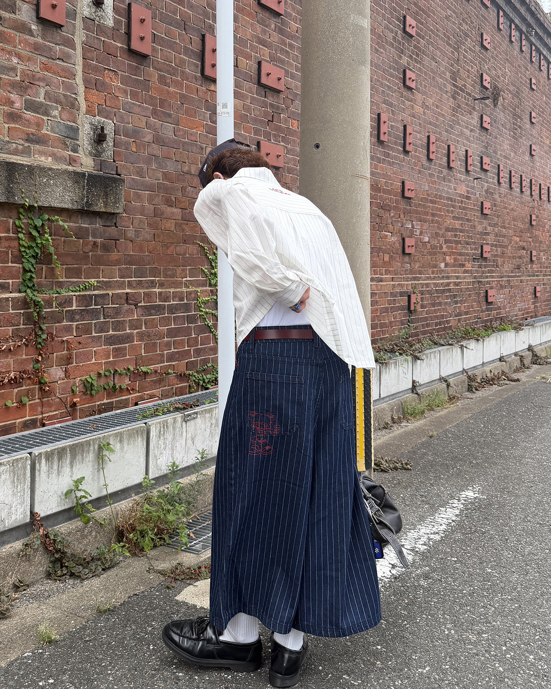 ストライプカラーステッチクロップドパンツ MK0172