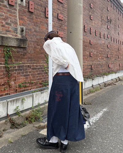 ストライプカラーステッチクロップドパンツ MK0172