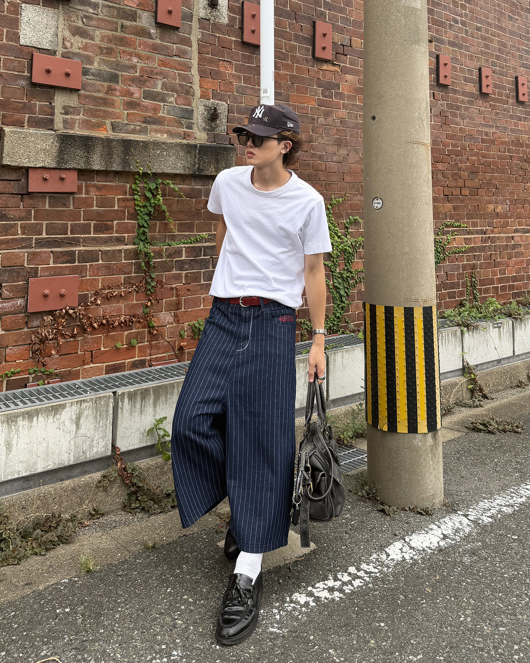ストライプカラーステッチクロップドパンツ MK0172