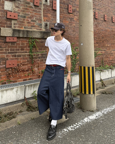 ストライプカラーステッチクロップドパンツ MK0172