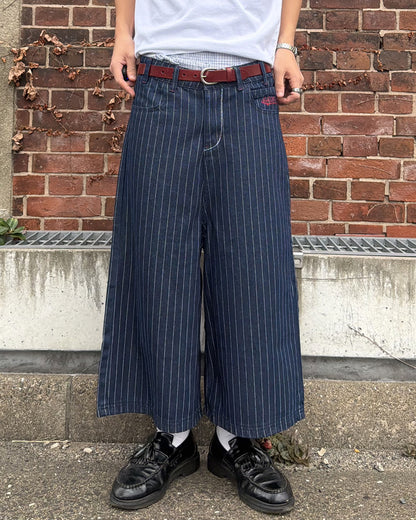 ストライプカラーステッチクロップドパンツ MK0172