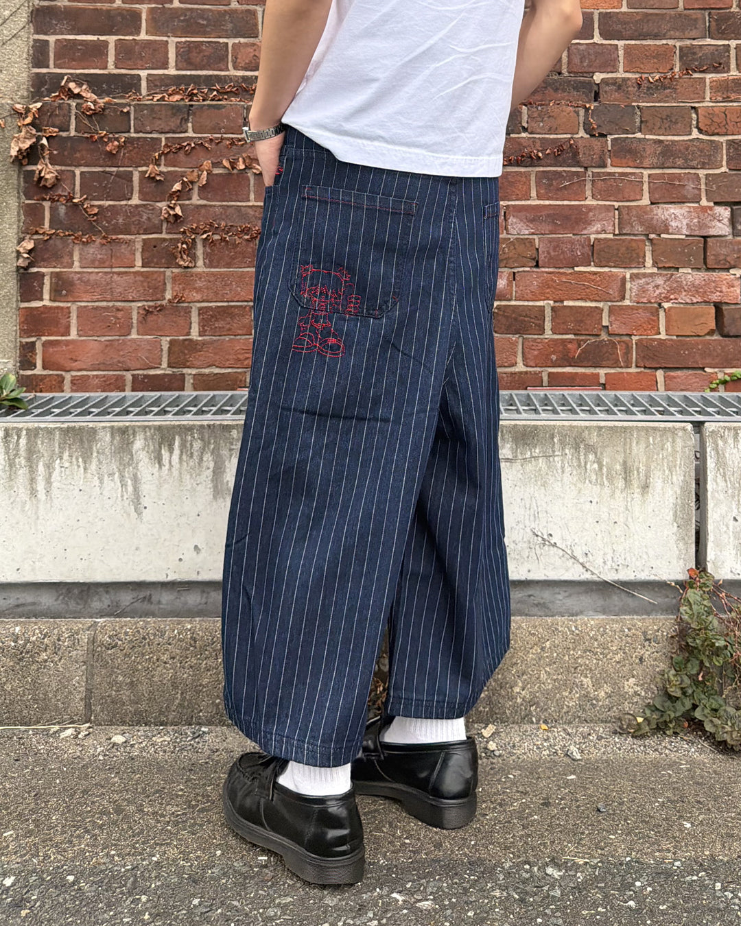ストライプカラーステッチクロップドパンツ MK0172
