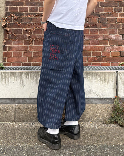 ストライプカラーステッチクロップドパンツ MK0172