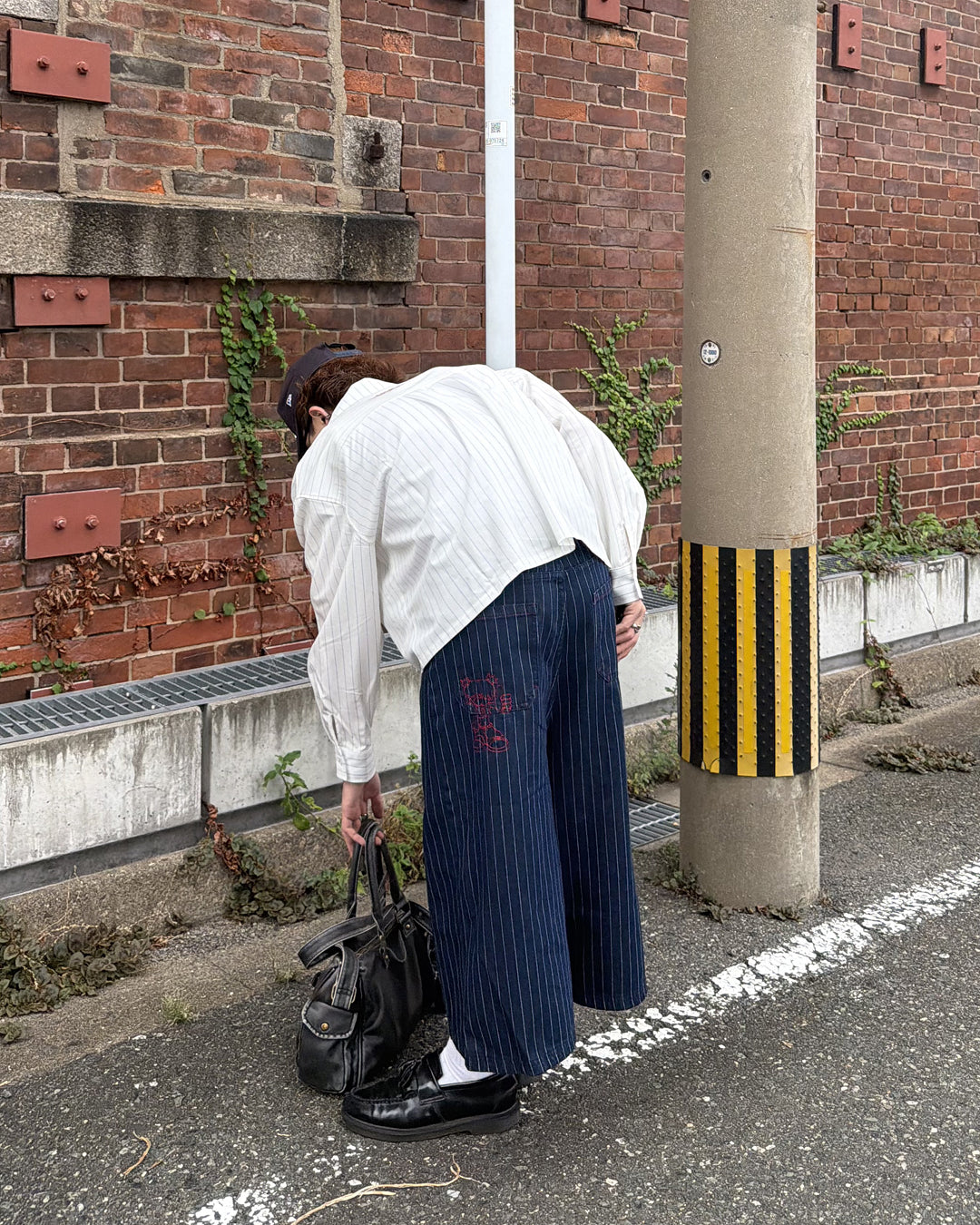 ストライプカラーステッチクロップドパンツ MK0172