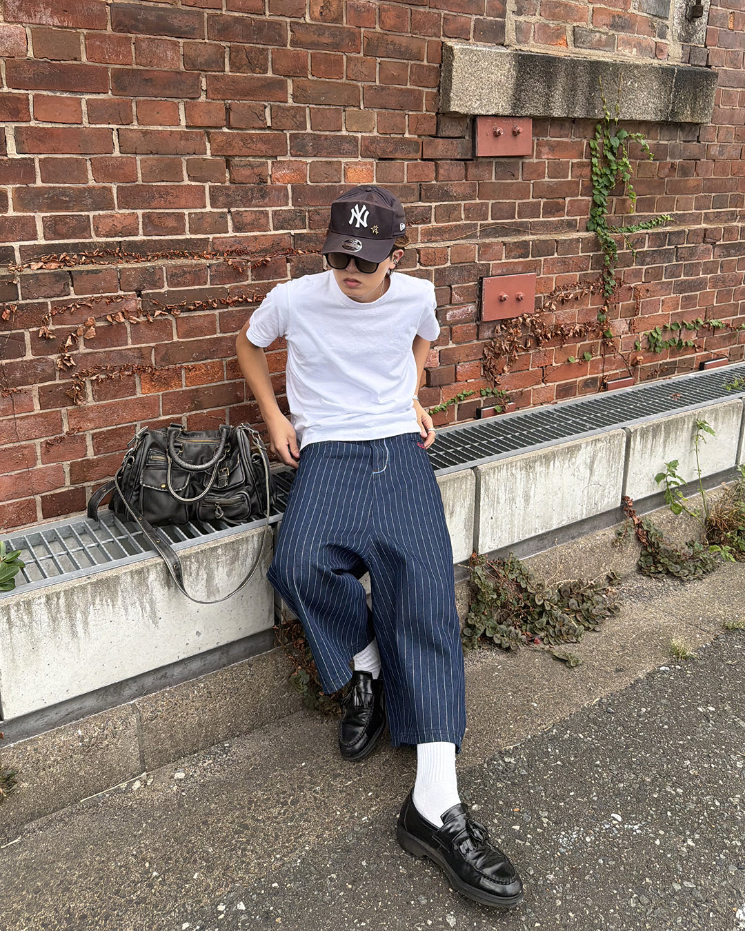 ストライプカラーステッチクロップドパンツ MK0172