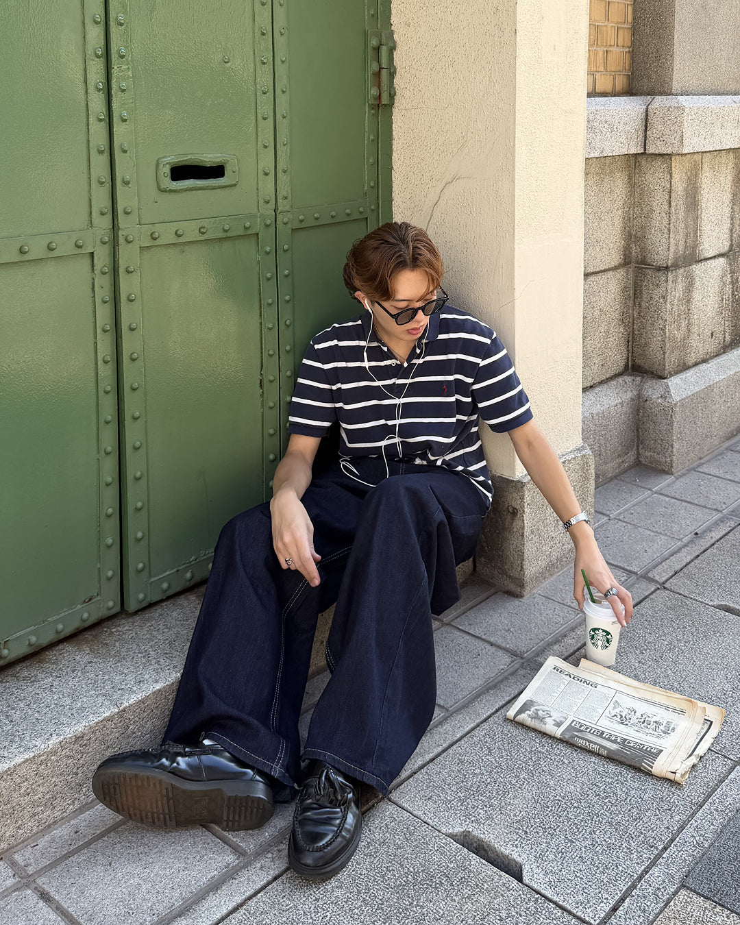シンプルワイドバギーデニムパンツ MK0173