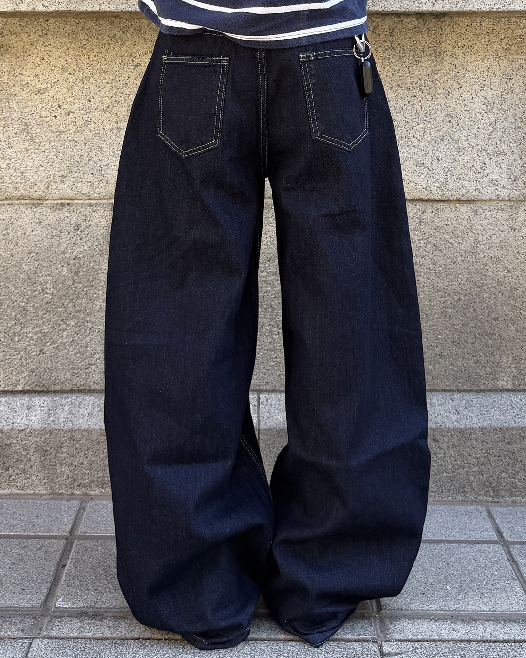 シンプルワイドバギーデニムパンツ MK0173