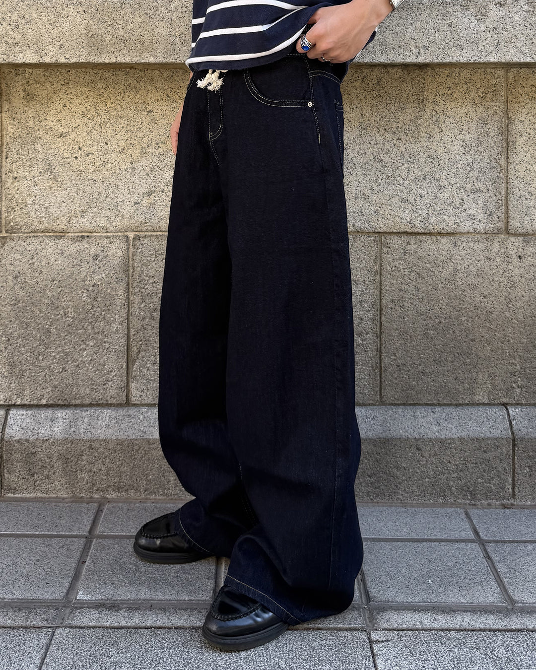 シンプルワイドバギーデニムパンツ MK0173