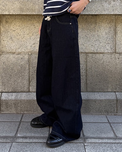 シンプルワイドバギーデニムパンツ MK0173