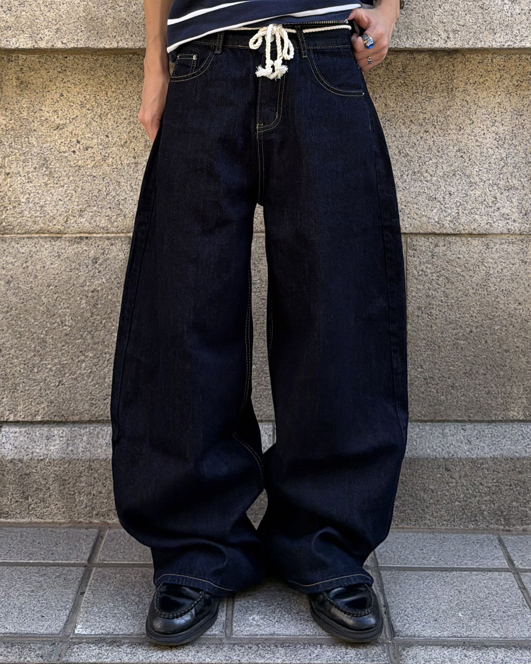 シンプルワイドバギーデニムパンツ MK0173