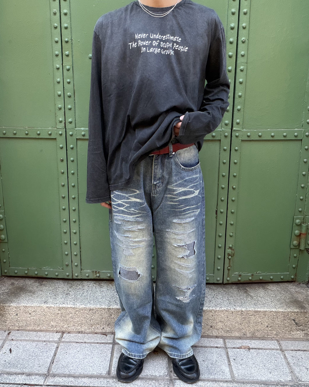 クラッシュデニムパンツ MK0175