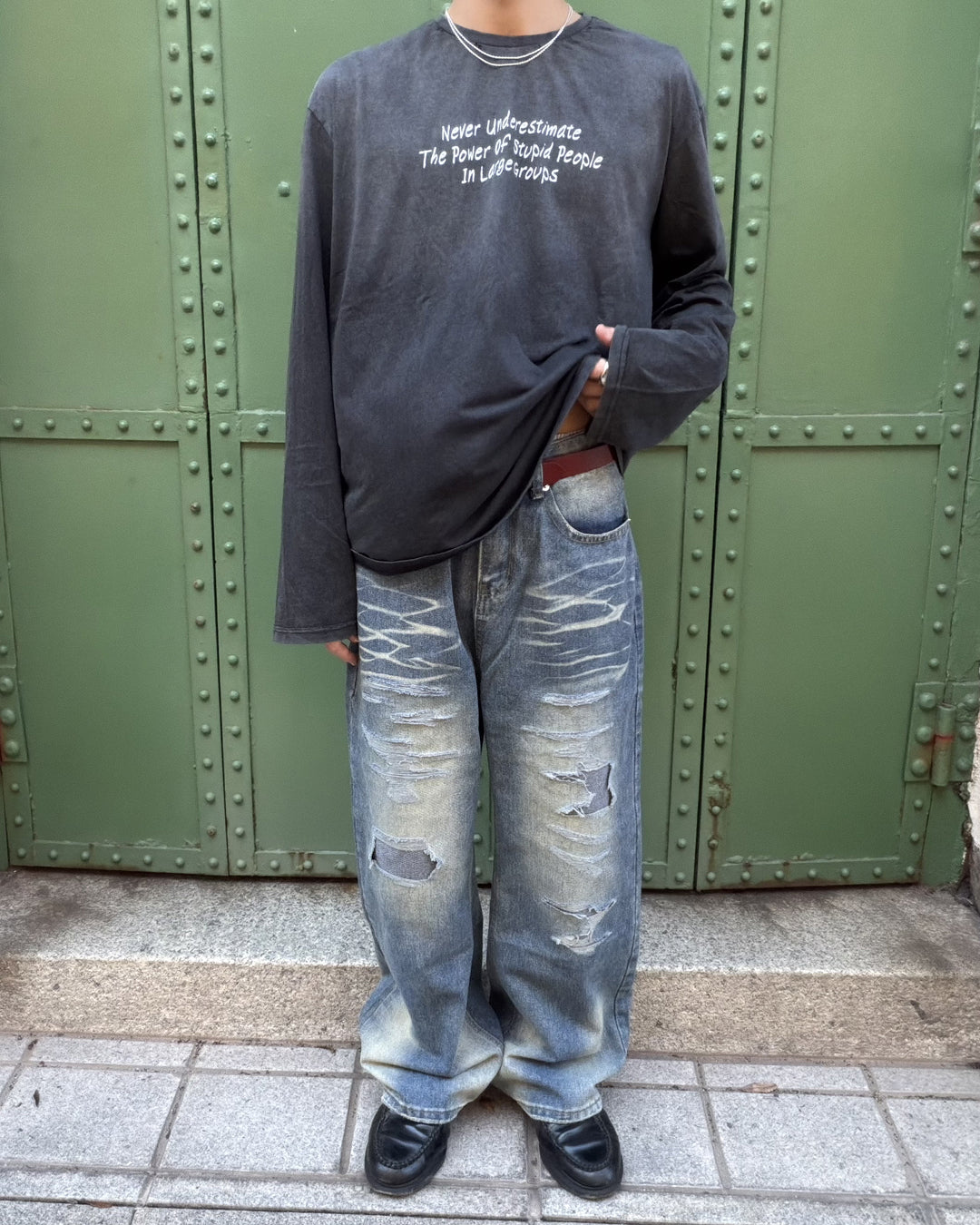 クラッシュデニムパンツ MK0175