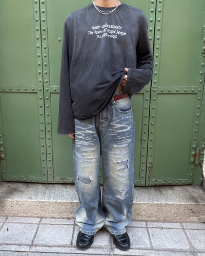 クラッシュデニムパンツ MK0175