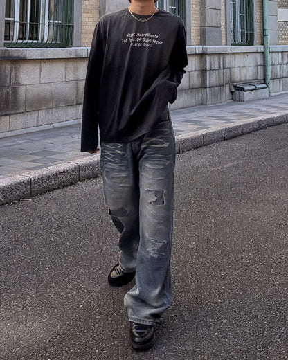 クラッシュデニムパンツ MK0175