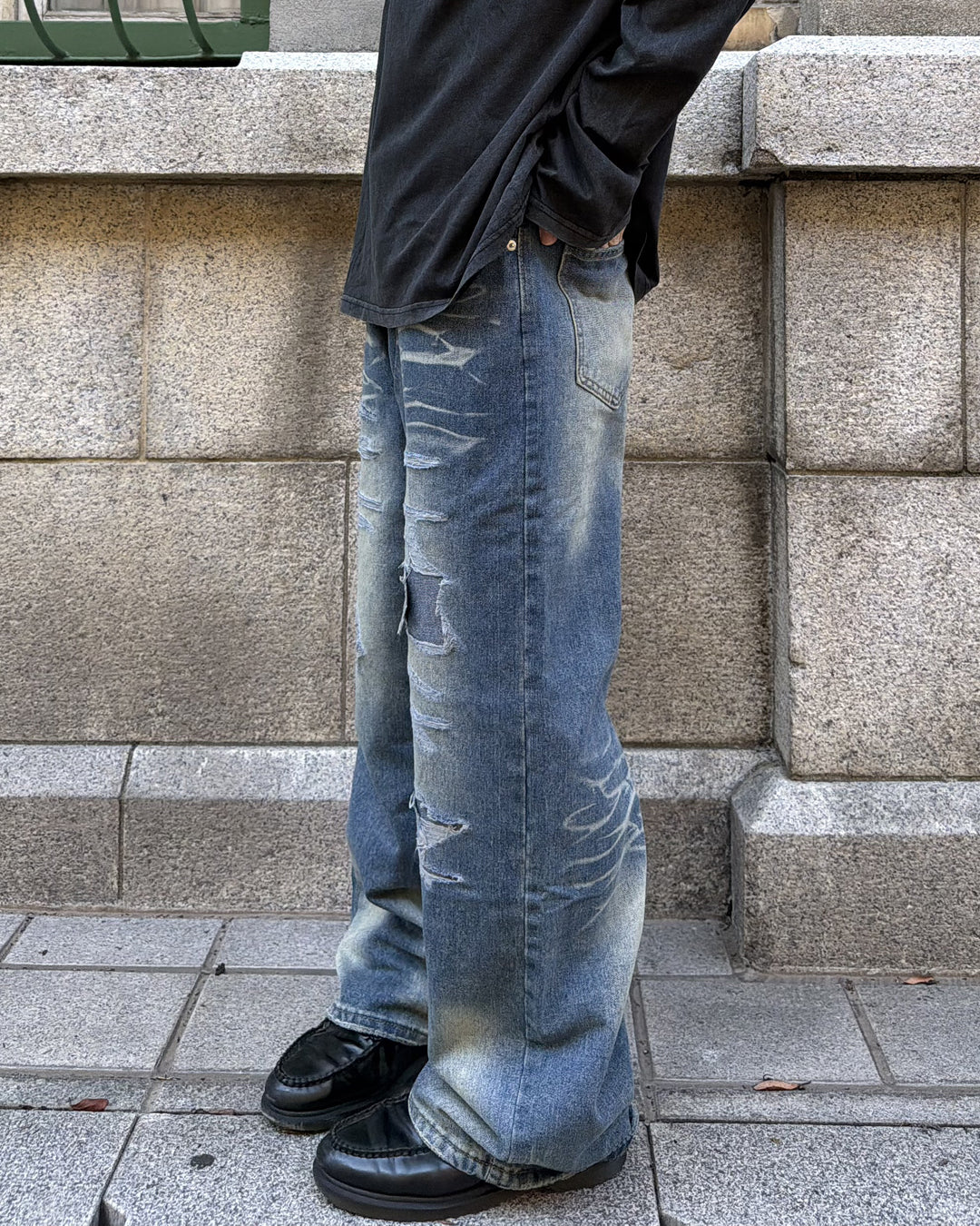 クラッシュデニムパンツ MK0175