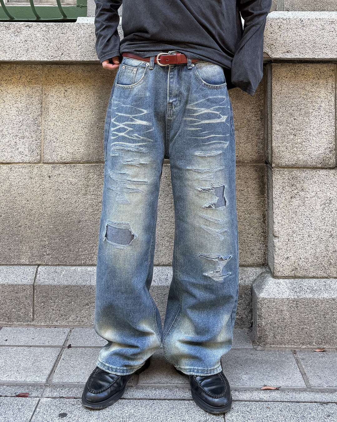 クラッシュデニムパンツ MK0175
