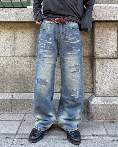 クラッシュデニムパンツ MK0175