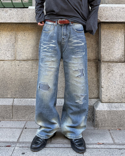 クラッシュデニムパンツ MK0175