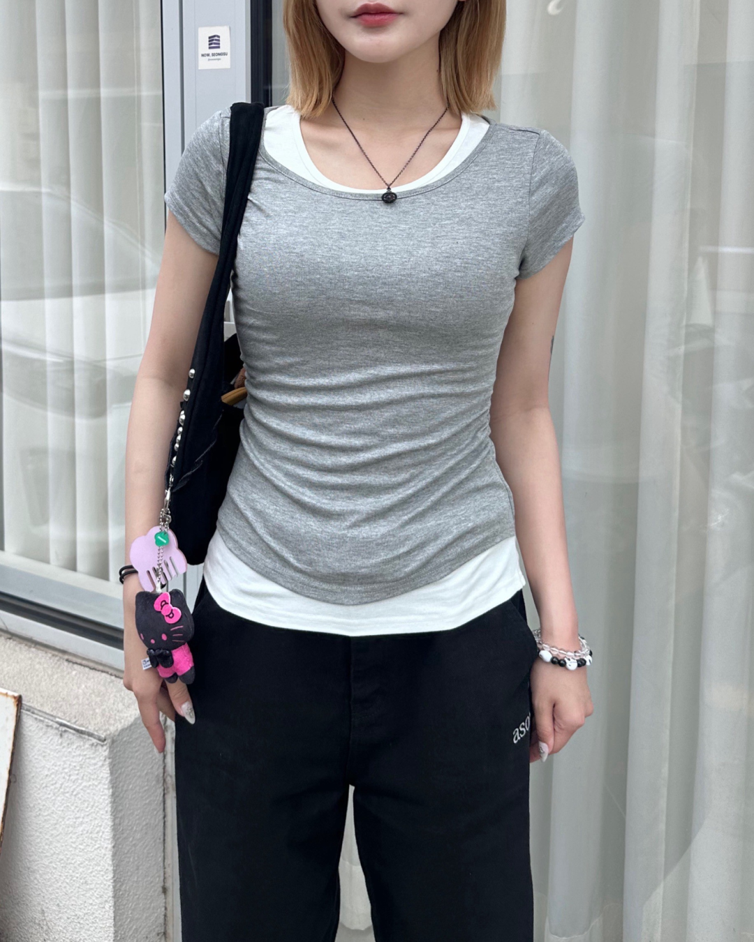 ラウンドネックレイヤードTシャツ MM1036
