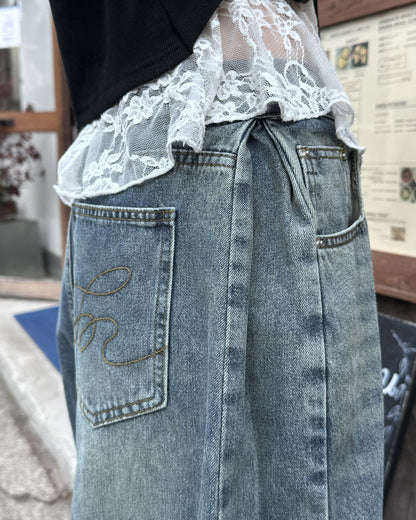 サイドデザインウォッシュデニム　MM3001