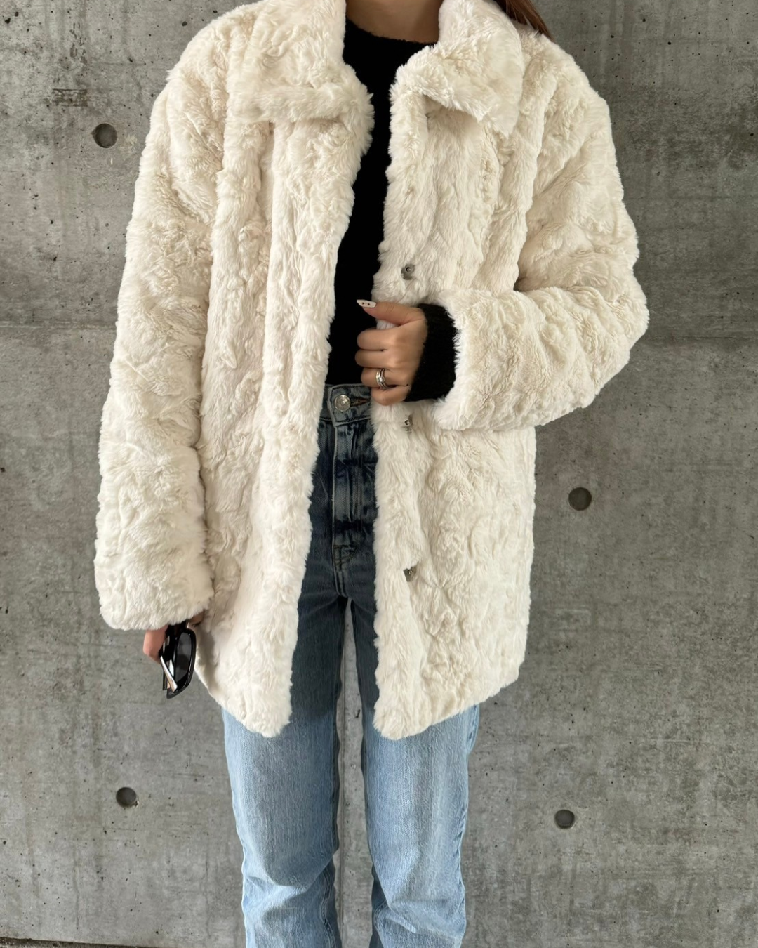 Colored fur long coat MN0004