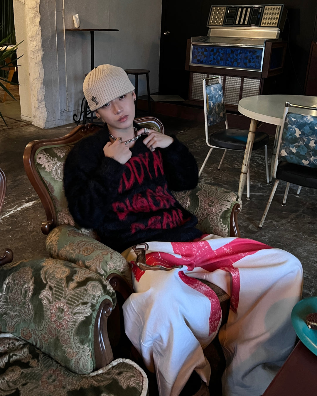 【即納】ロゴシャギーニット　MO0034