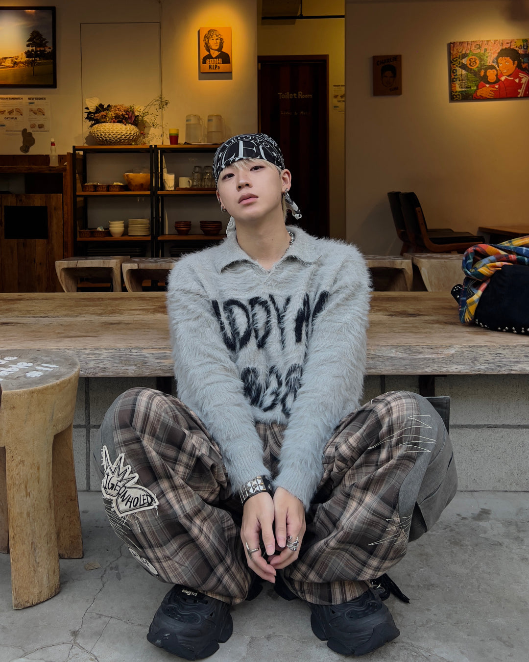 ロゴシャギーニット　MO0034