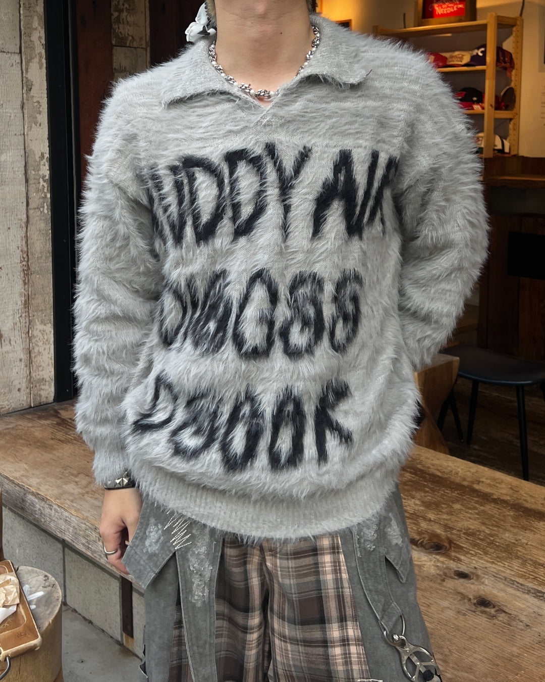 ロゴシャギーニット　MO0034