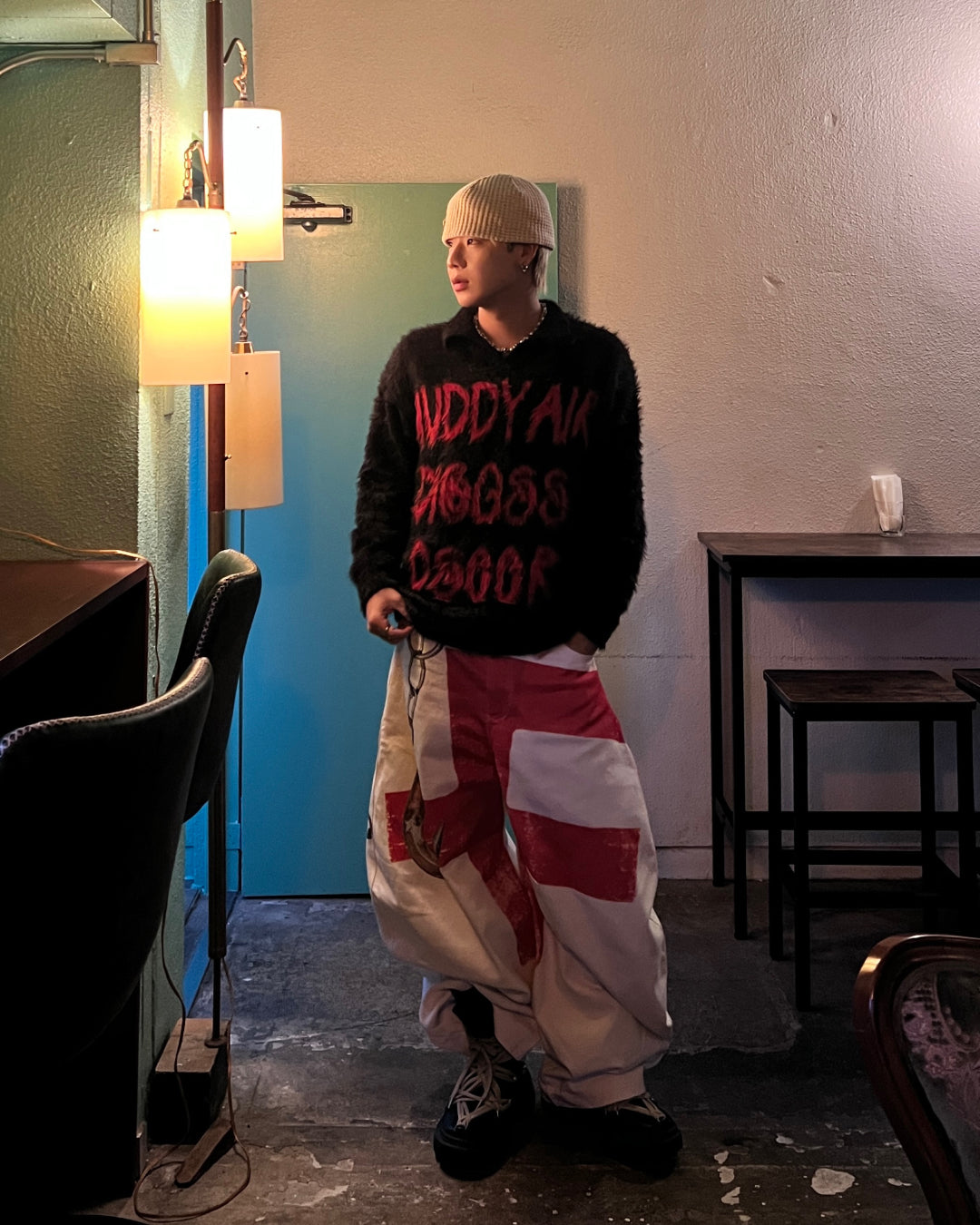 【即納】ロゴシャギーニット　MO0034