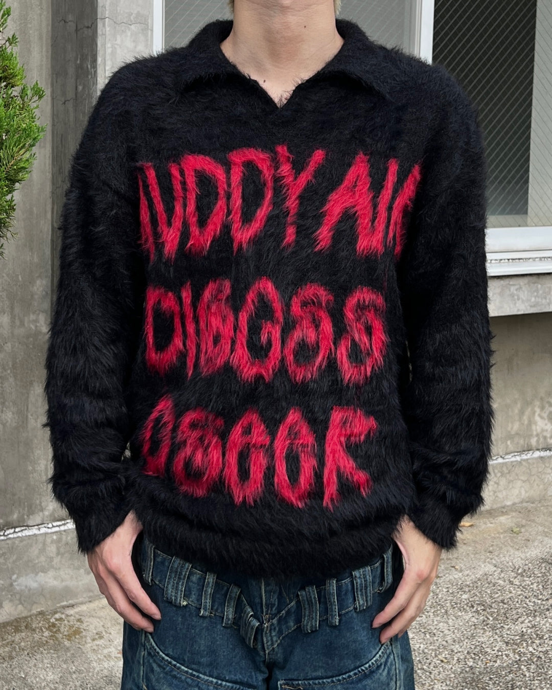 ロゴシャギーニット　MO0034